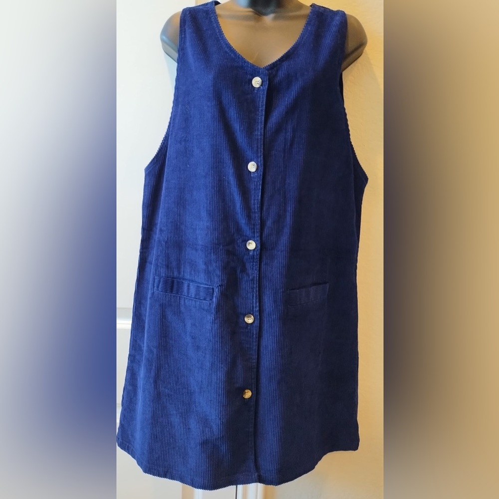 Penny Lane Jumper Corduroy Vintage Navy Blue Womens Sz Medium New 100% Cotton